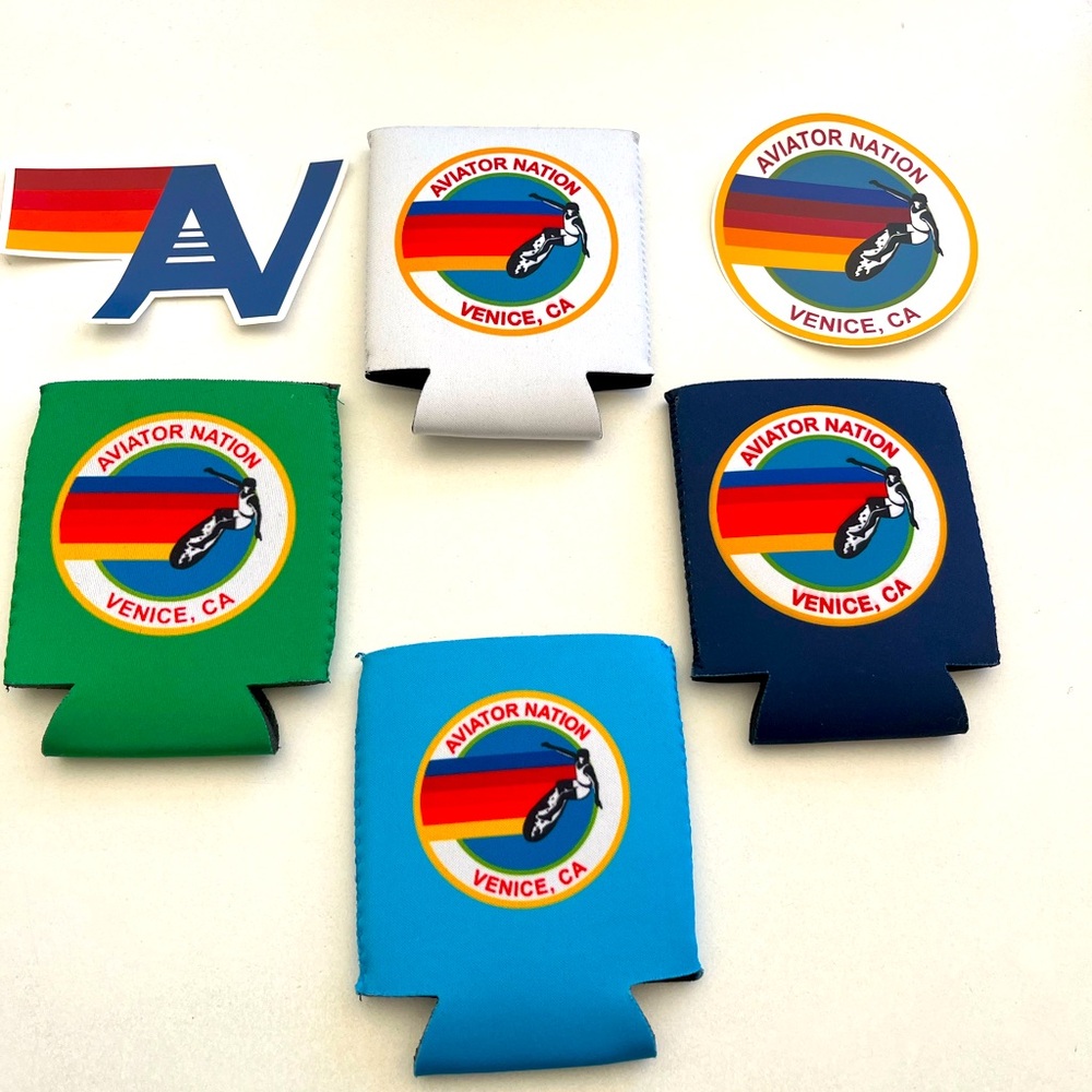 NEW Bundle of 4 Aviator Nation Koozies and Stickers
